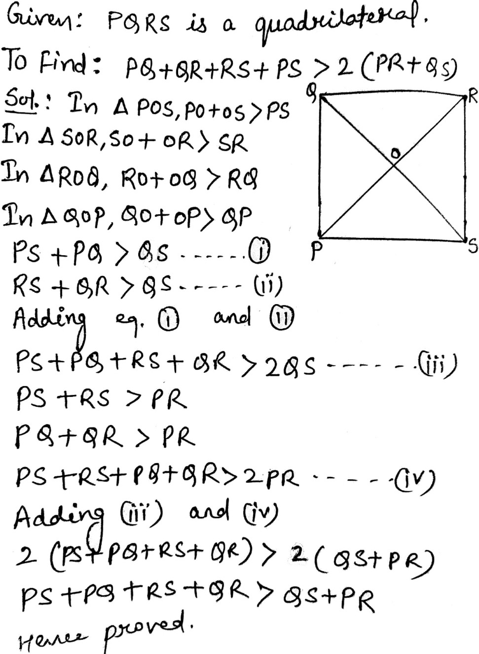 If Pqrs Is A Quadrilateral Then Show That Pq Qr Rs Ps 2 Pr Qs Snapsolve If Pqrs Is A Quadrilateral Then Show That Pq Qr Rs Ps 2 Pr Qs Snapsolve