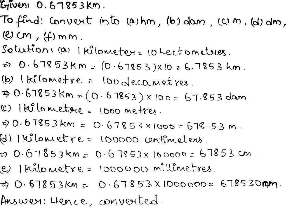 Convert 0 Km Into A Hm B Dam C M D Dm E Cm F Mm Snapsolve