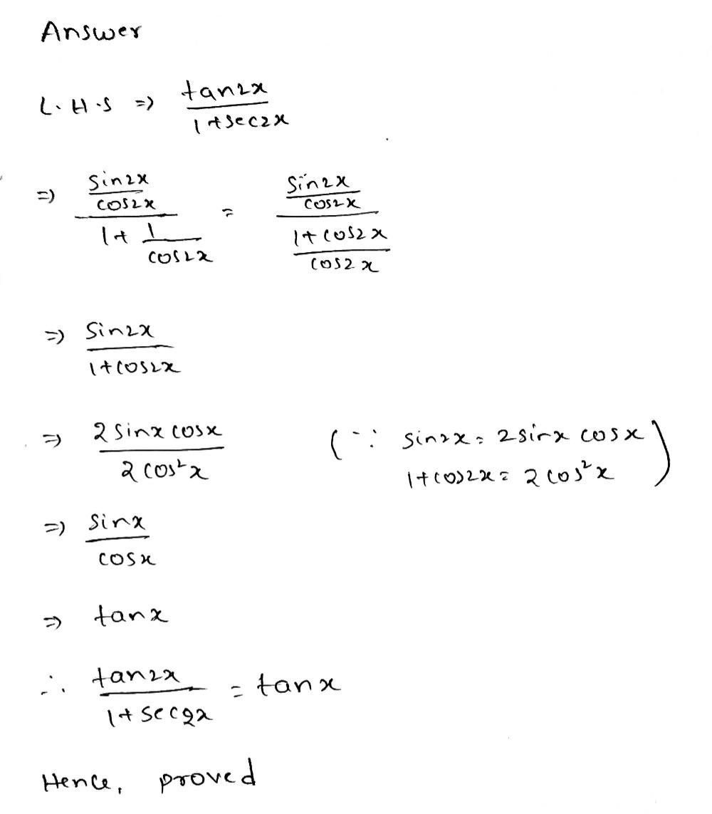 Frac Tan 2x 1 Sec 2x Tan X Snapsolve