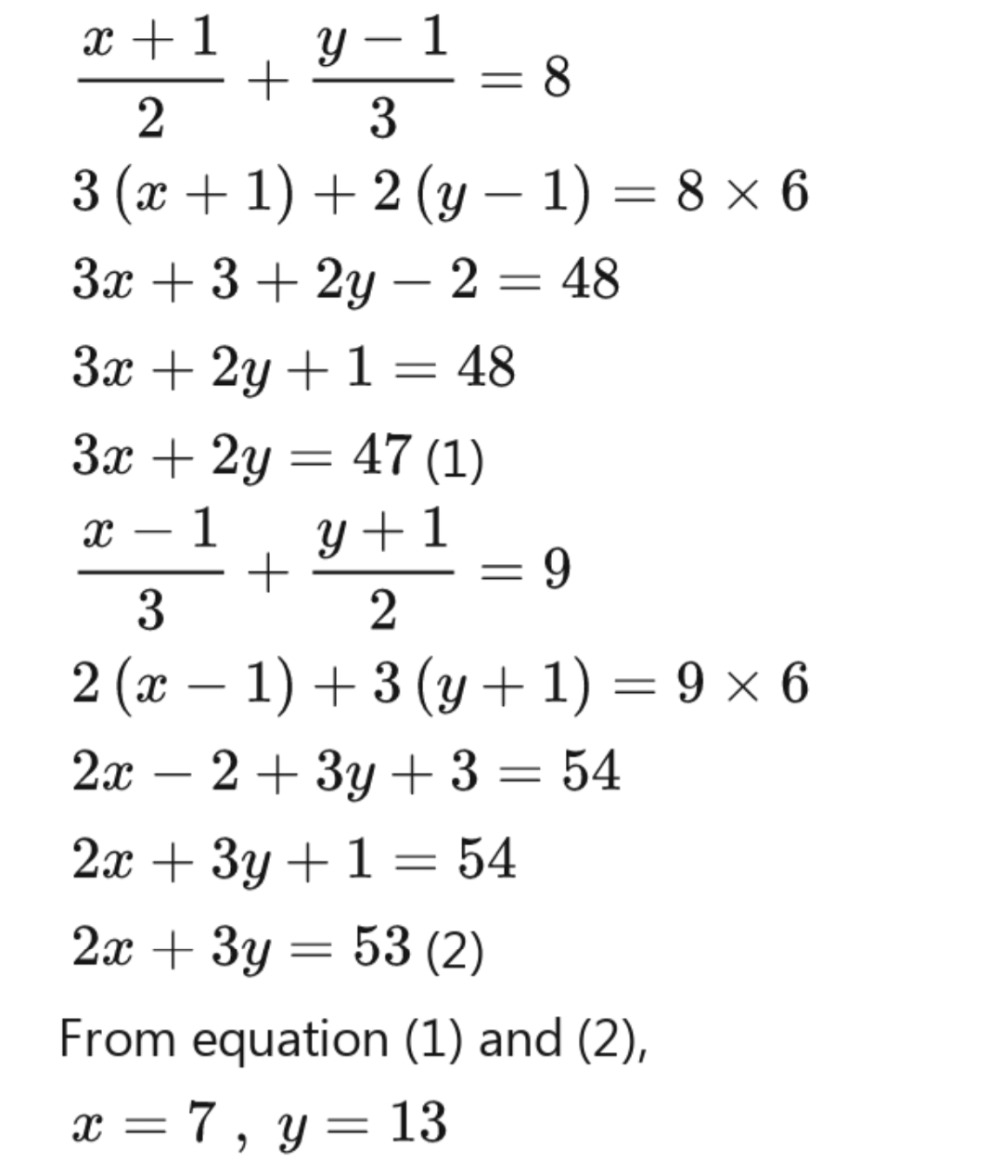 Solve For X And Y Frac X 1 2 Frac Y 1 3 8frac X 1 3 Frac Y 1 2 9 Snapsolve