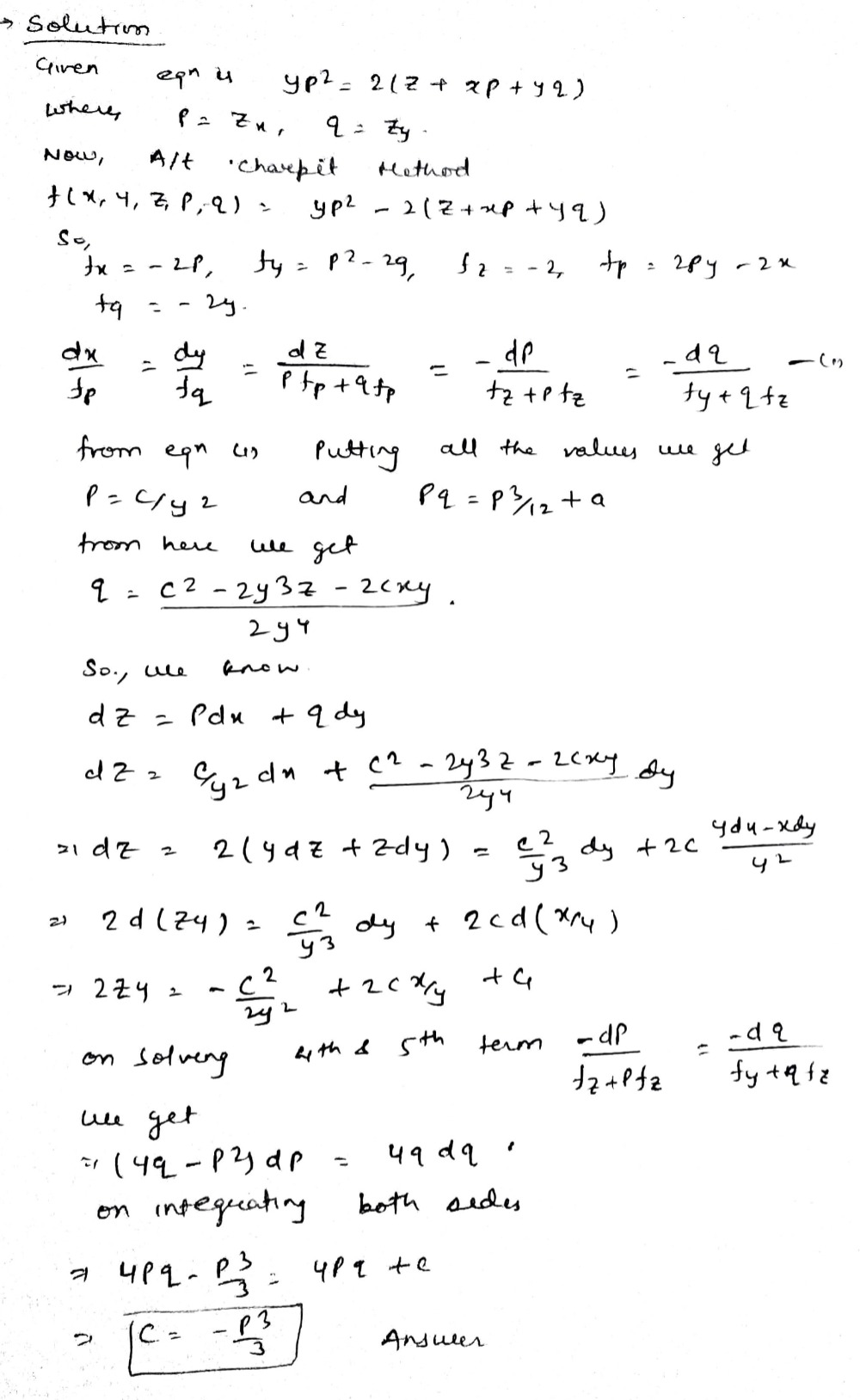 4 Find A Complete Integral Of The Partial Differ Ential Equation 2 Z Xp Yq Yp 2 Snapsolve