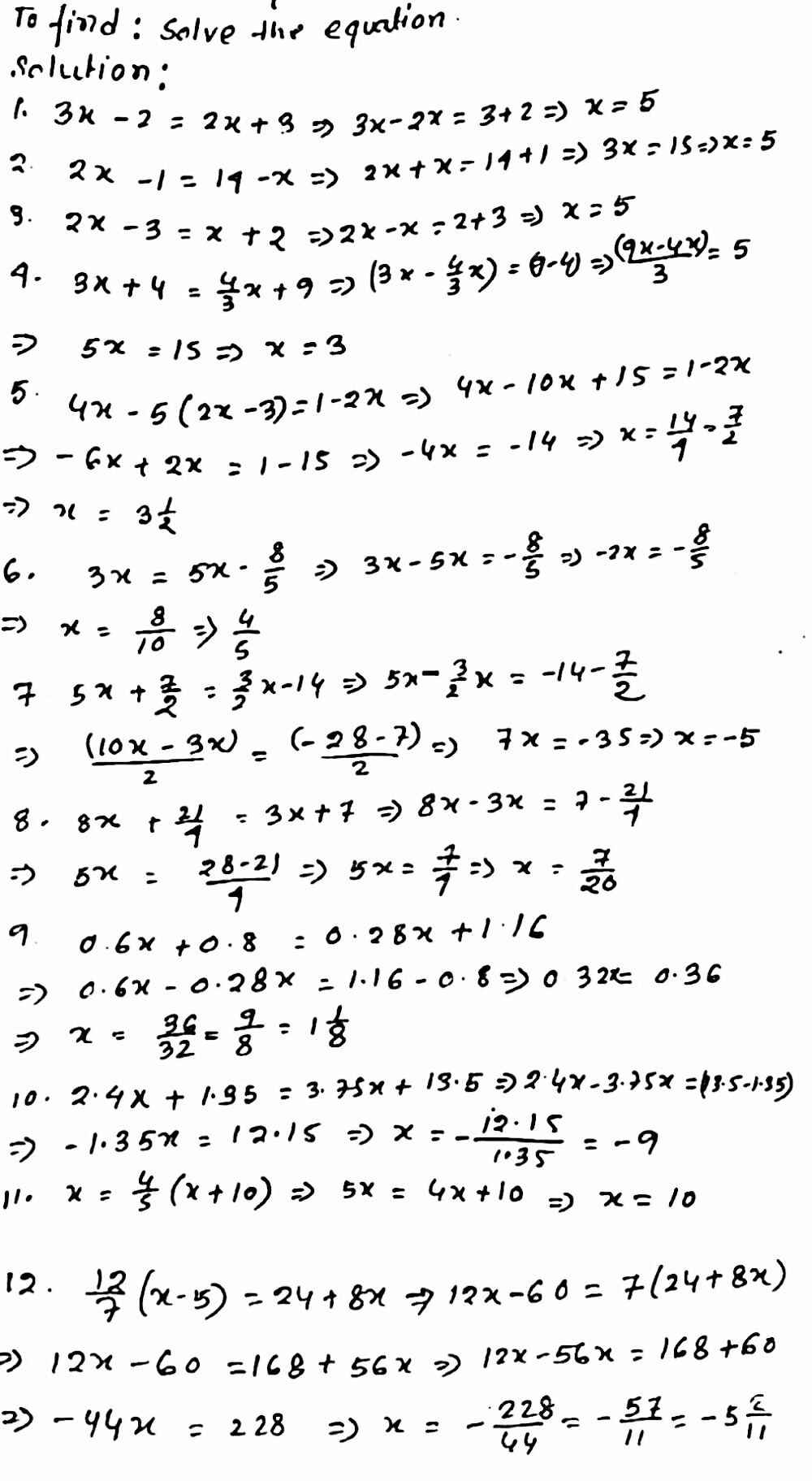 Solve The Equations 1 3 X 1 7 11 2 14 7times 10 8 3 X 3 5 2 1 4 2x 5 25 5 Y 7 3 1 0 6 M4 7 3 7 3z 11 41 8 4 X 1 16 9 2x 14 74 10 4 X 1 4 Snapsolve