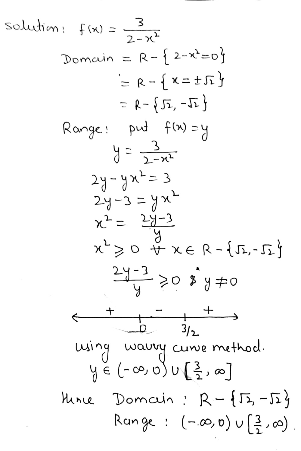 Find The Domain And The Range Of The Function F Left X Right Frac 3 2 X 2 Snapsolve