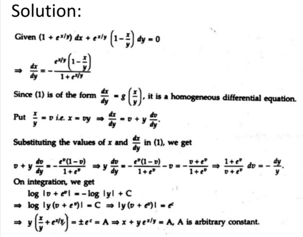 Solve The Following Differential Equations 1 E X Y Dx E X Y 1 Frac X Y Dy 0 Snapsolve