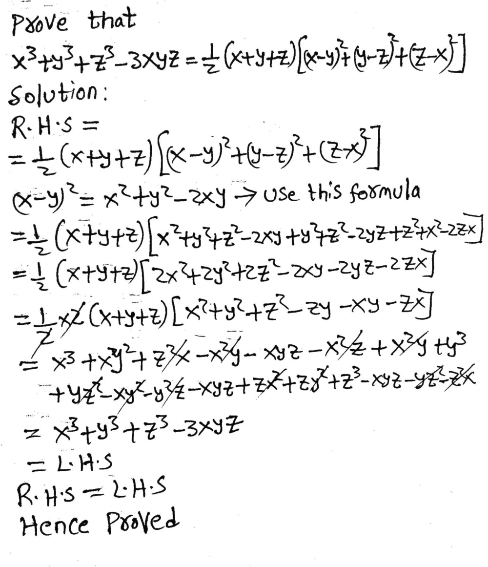 Verify That X 3 Y 3 Z 3 3xyz Frac 1 2 X Y Z X Y 2 Y Z 2 Z X 2 Snapsolve