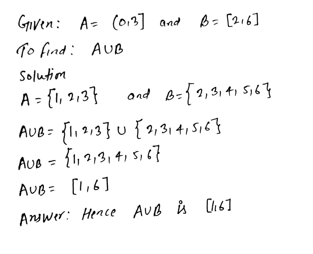 On The Real Axis If A 0 3 And B 2 6 Then Write The Following A Cup B Snapsolve