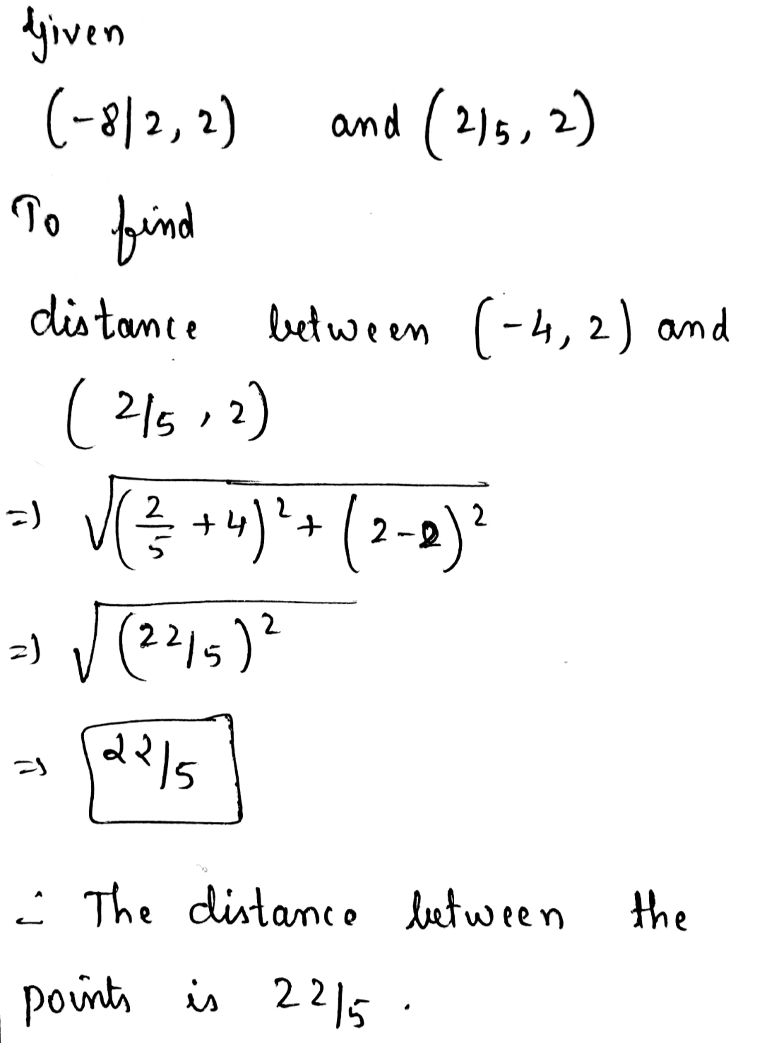 Find The Distance Between The Points 8 2 2 And 2 5 2 Snapsolve