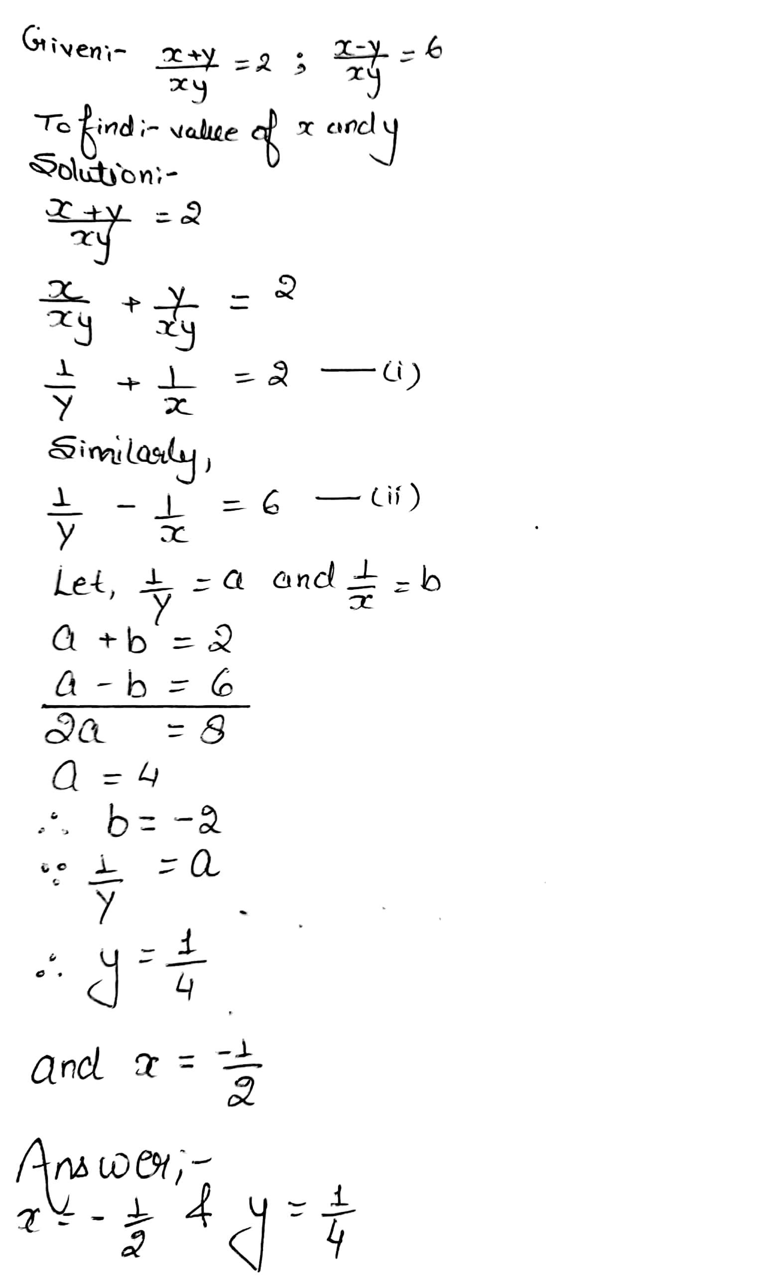 11 Solve For X And Y Frac X Y Xy 2 Frac X Y Xy 6 eq 0 Yneq 0 Snapsolve