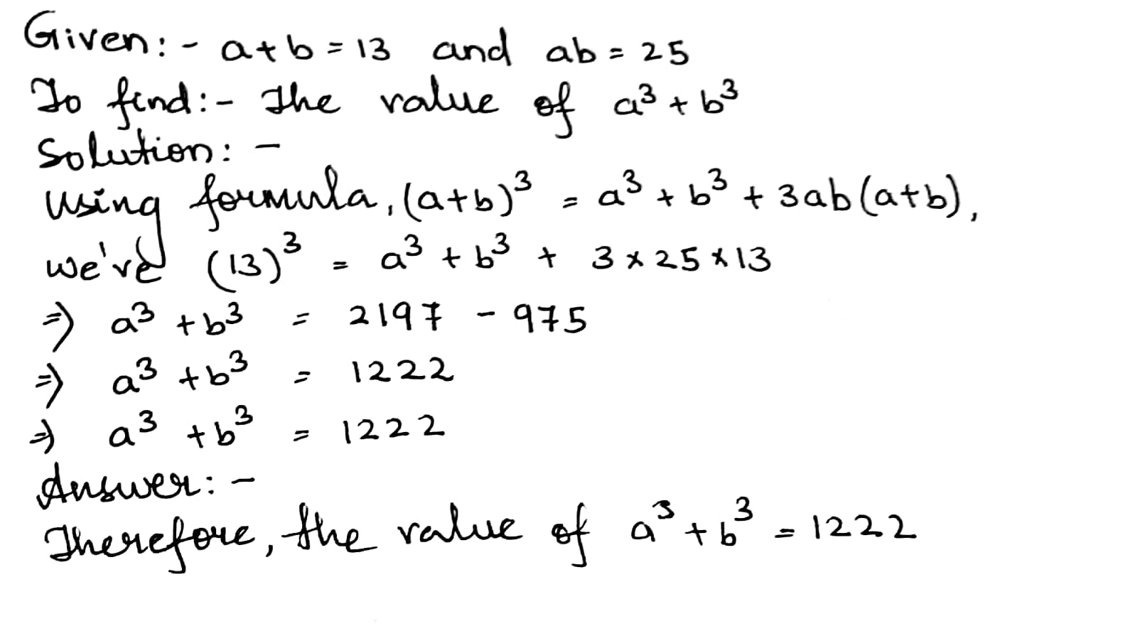 5 If A B 13 And Ab 25 Find The Value Ofa 3 B 3 Snapsolve
