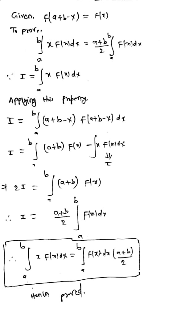 If F Left A B X Right F Left X Right Then Prove That Int A B Mathit Xf X Mathit Dx Frac A B 2 Int A Bf X Mathit Dx Snapsolve