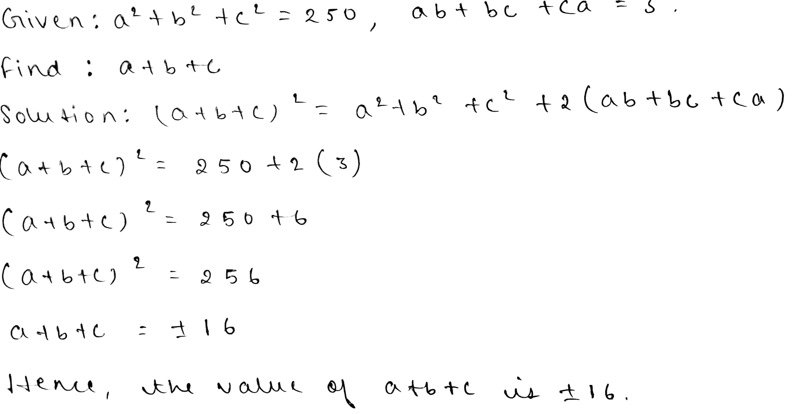 Q 4 Lf A 2 B 2 C 2 250 Ab Ca 3 Find A B C Snapsolve