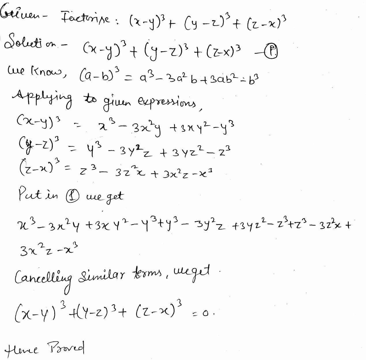 Example 49 Factorise X Y 3 Y Z 3 Z X 3 Solution I Let R U Au H Snapsolve