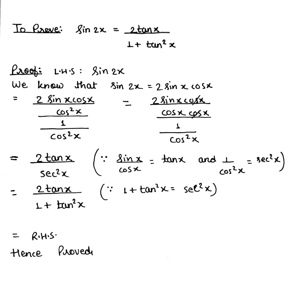 Question Sin 2x Frac 2 Tan X 1 Tan 2x Snapsolve