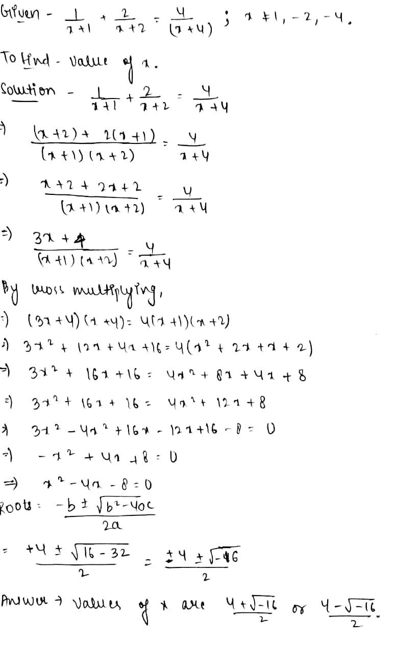 Solve For X Frac 1 X 1 Frac 2 X 2 Frac 4 X 4 X Neq 1 2 4 Snapsolve