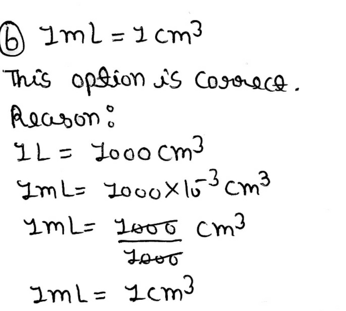 What Is The Relation Between 1 Ml And Cm 3 A 1 Ml 1 000 Cm 3 B 1 Ml 1 Cm 3 C 1 Ml 10 3 Cm 3 D 1 Ml 100 Cm 3 Snapsolve