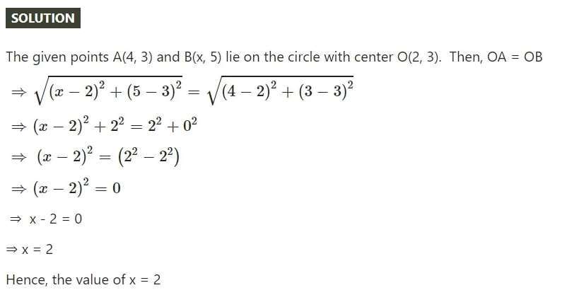 If The Points P 4 3 And Q X 5 Are On The Circle With Center O 2 3 Then Find The Value Of X Snapsolve