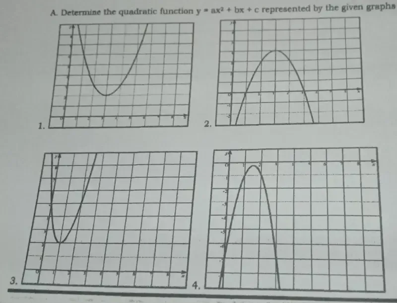 A Determine The Quadratic Function Y Ax2 Bx C Rep Gauthmath