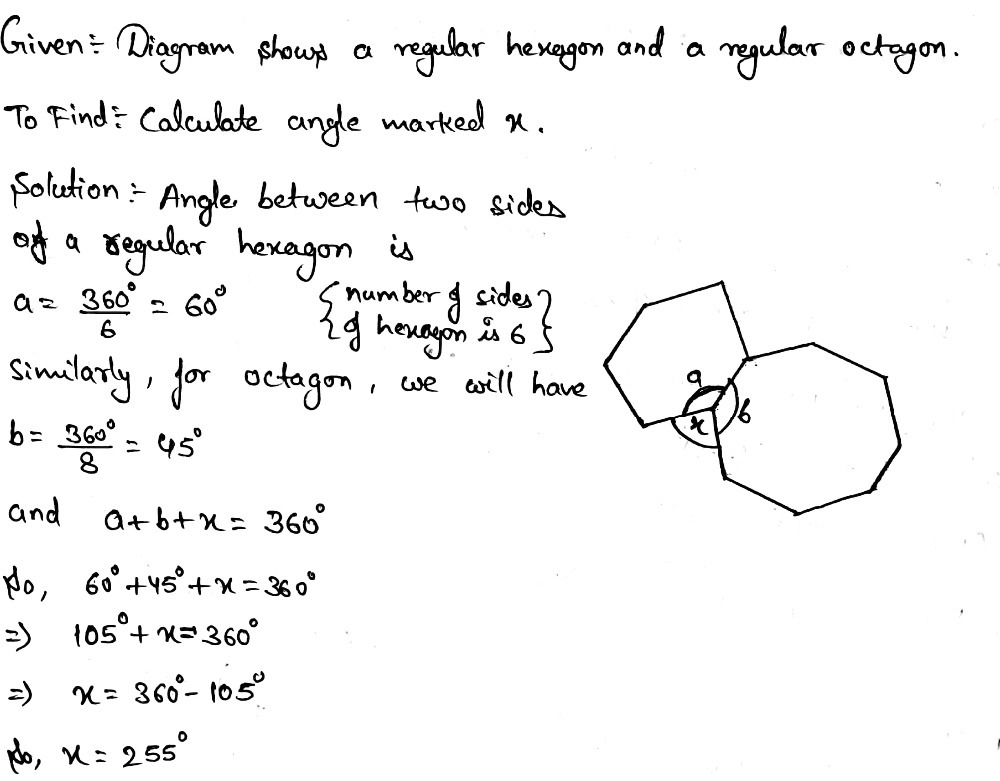 Solved: The diagram shows a regular hexagon and a regular octagon ...
