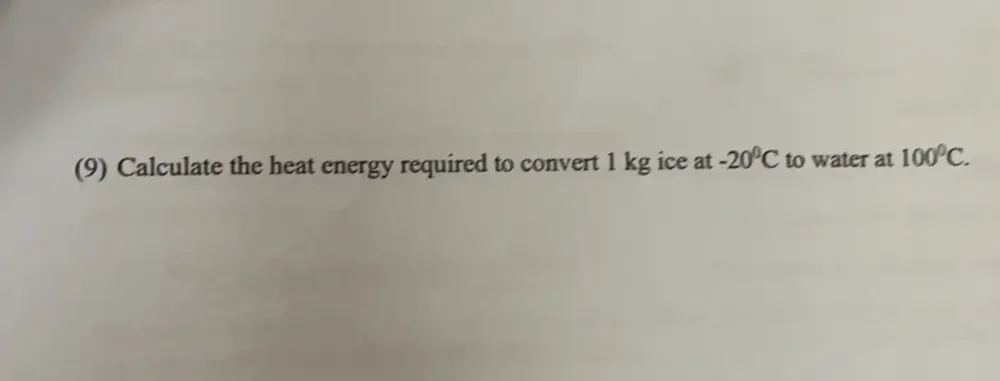 Solved: 9 Calculate the heat energy required to convert 1 kg ice at ...